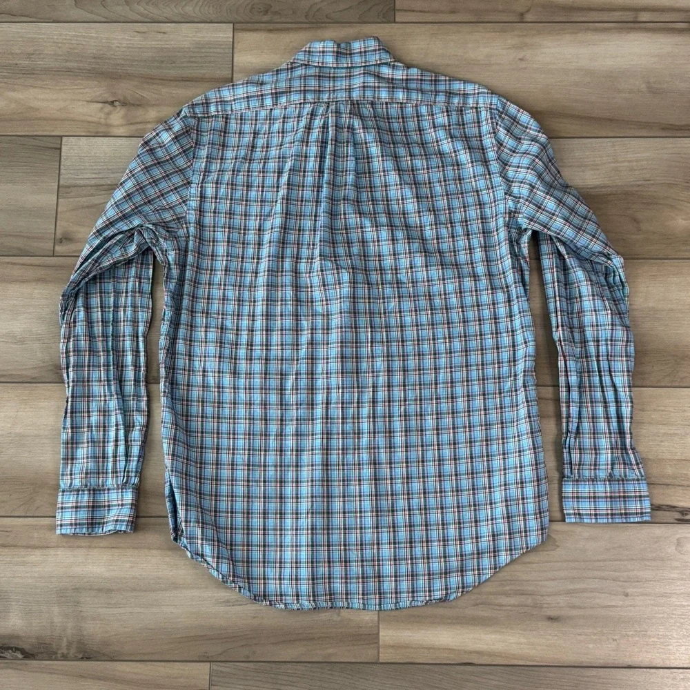 Ralph Lauren Men's Light Blue w/ Red & Green Plaid Button Down Shirt Medium - Picture 2 of 5